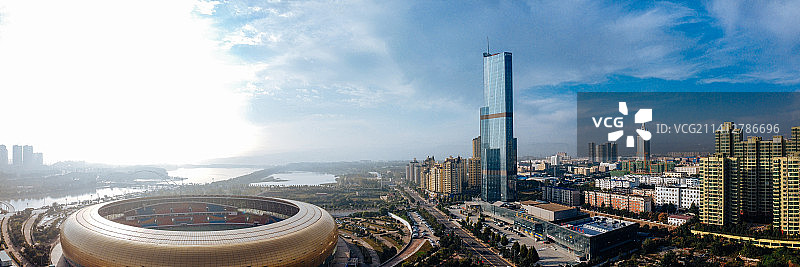 三门峡 地标 航拍 湖滨区 文化体育中心 三门峡国际文博城 文化科技中心 传媒大厦图片素材