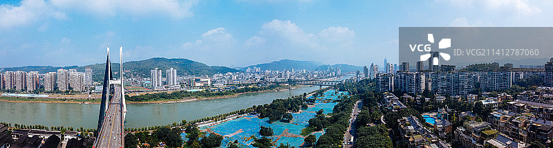 宜宾市 翠屏区 金沙江 中坝大桥 市一中 湿地公园 翠柏路图片素材