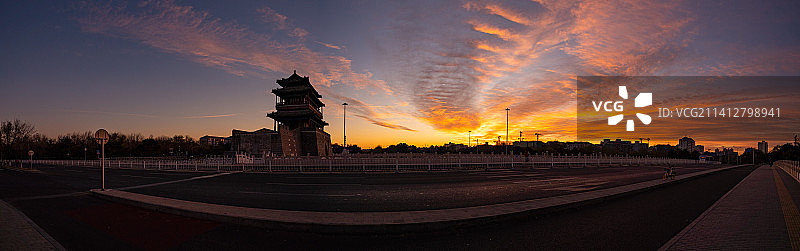 永定门朝霞图片素材