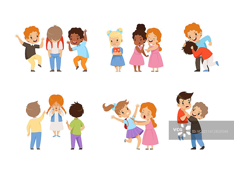 孩子们欺负和虐待弱势同龄人图片素材