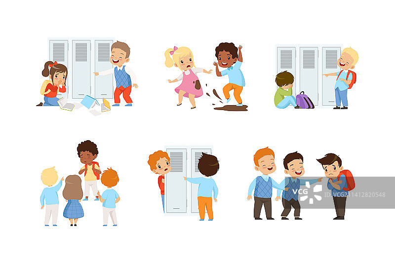 孩子们欺负和虐待弱势同龄人图片素材