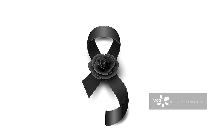 黑色丝绸玫瑰花纹丝带图片素材