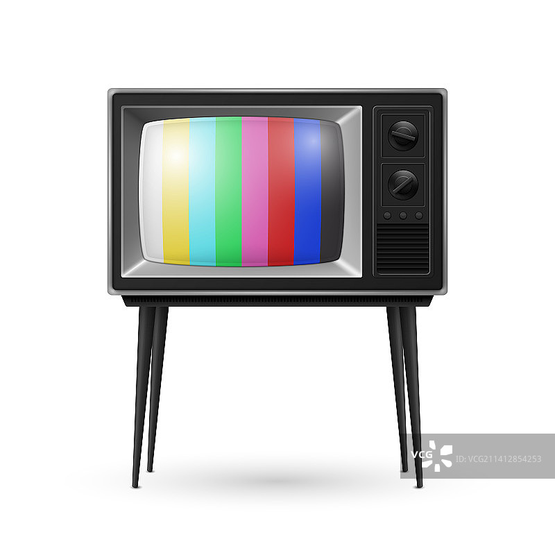 3D逼真复古条纹屏幕电视图片素材