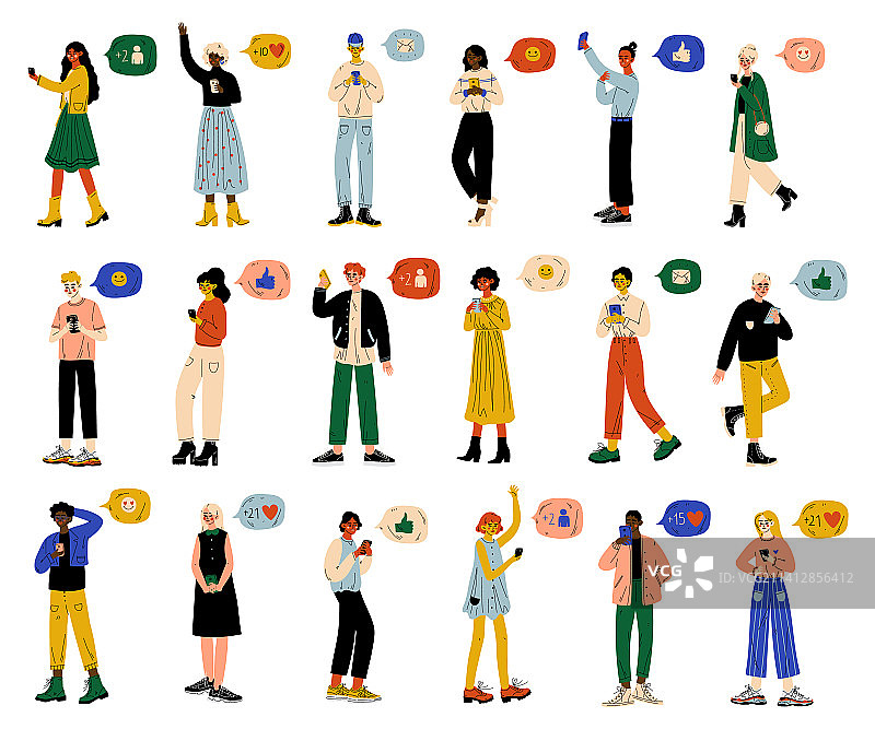 年轻男女使用智能手机图片素材