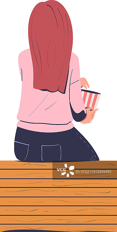 坐在木凳上的女人图片素材