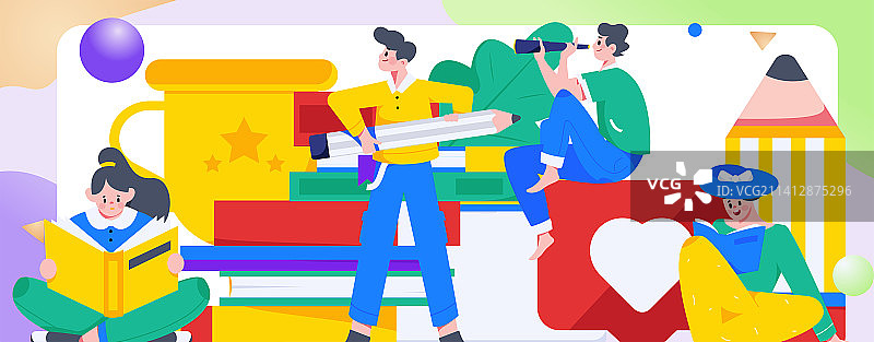 阅读的人物扁平矢量概念运营插画图片素材