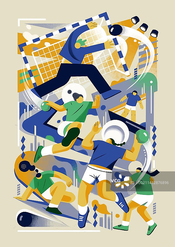 奥运会系列插画-手球图片素材