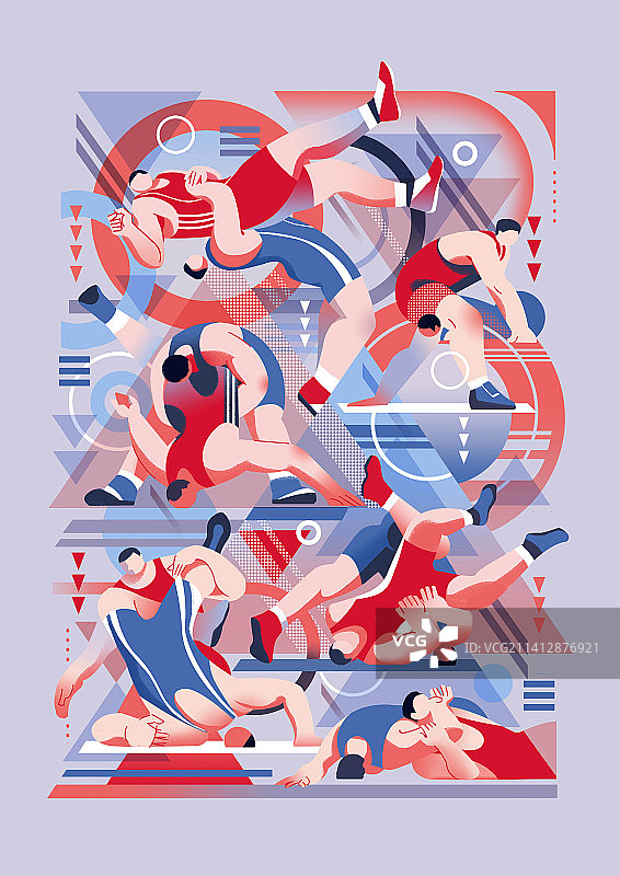奥运会系列插画-摔跤图片素材