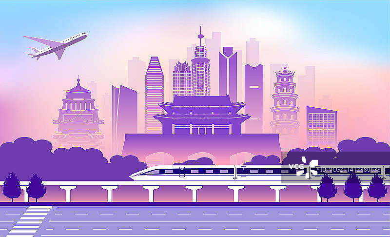 中国广东惠州市城市旅游交通商务插画图片素材