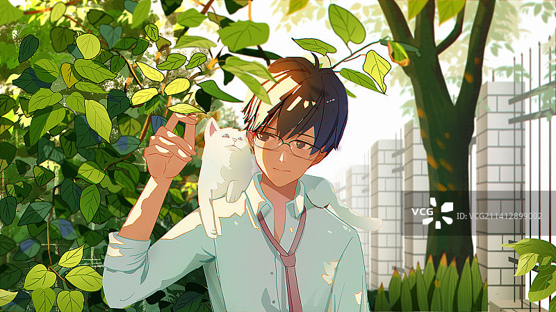 校园男神插画壁纸图片素材