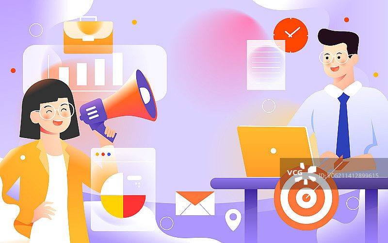 互联网春招招聘找工作数据分析商务办公插画图片素材