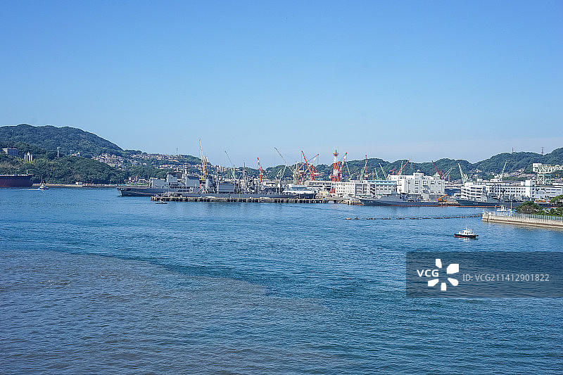 日本佐世保海岸线军港风光图片素材