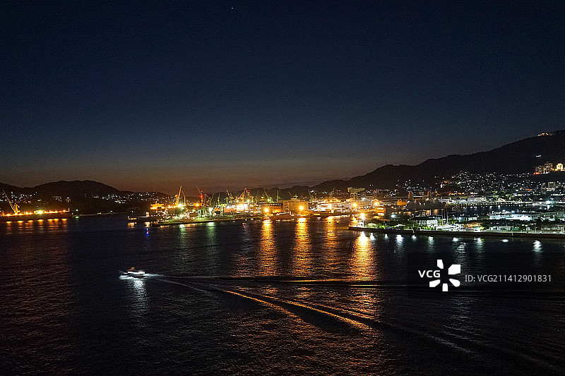 日本佐世保港口夜景图片素材