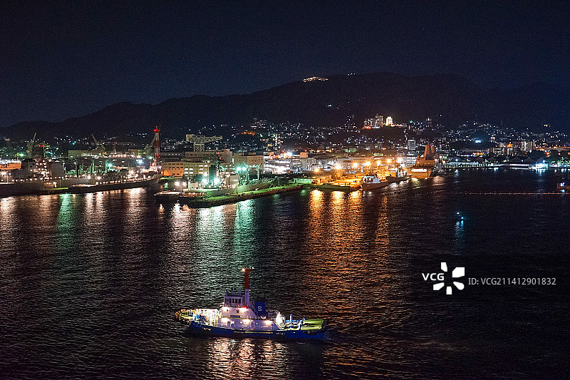 日本佐世保港口夜景图片素材