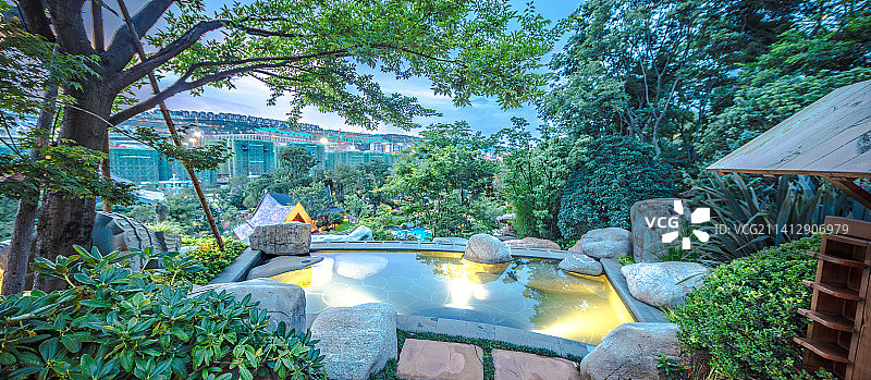 别墅庭院园林温泉图片素材