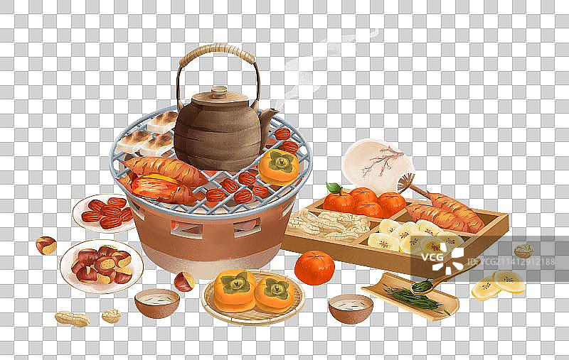 围炉煮茶插画元素图片素材