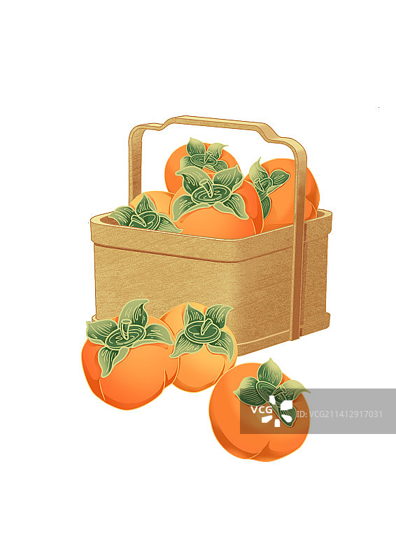 一篮柿子图片素材