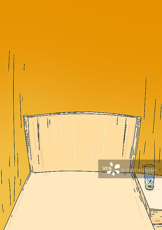 文艺清新卡通鲜艳背景插画床图片素材