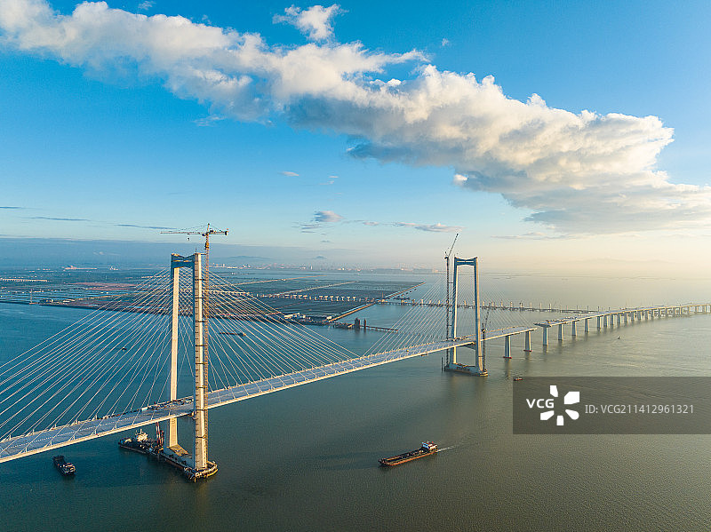 建设中的深中通道航拍图片素材