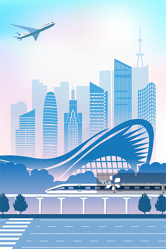 中国安徽省合肥市城市旅游交通商务插画图片素材