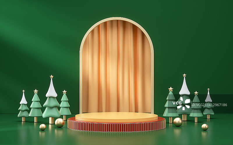 三维图形圣诞节日场景背景图片素材