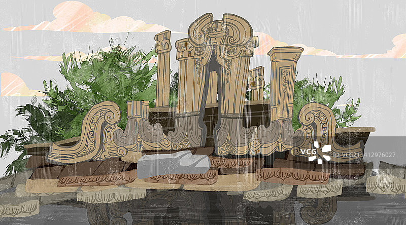 圆明园插画图片素材