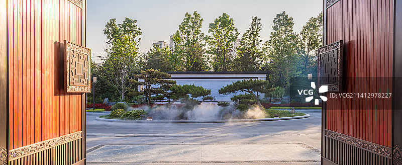 中式园林大门口图片素材
