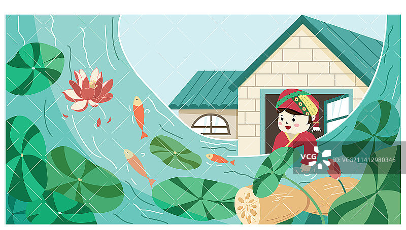 藕粉包装插画图片素材