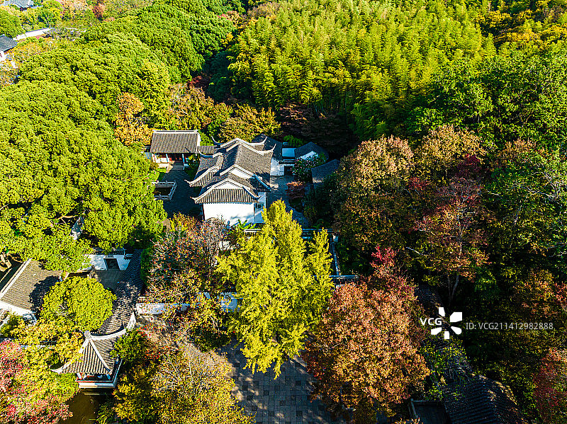 江苏苏州虎丘风景名胜区秋季航拍图片素材
