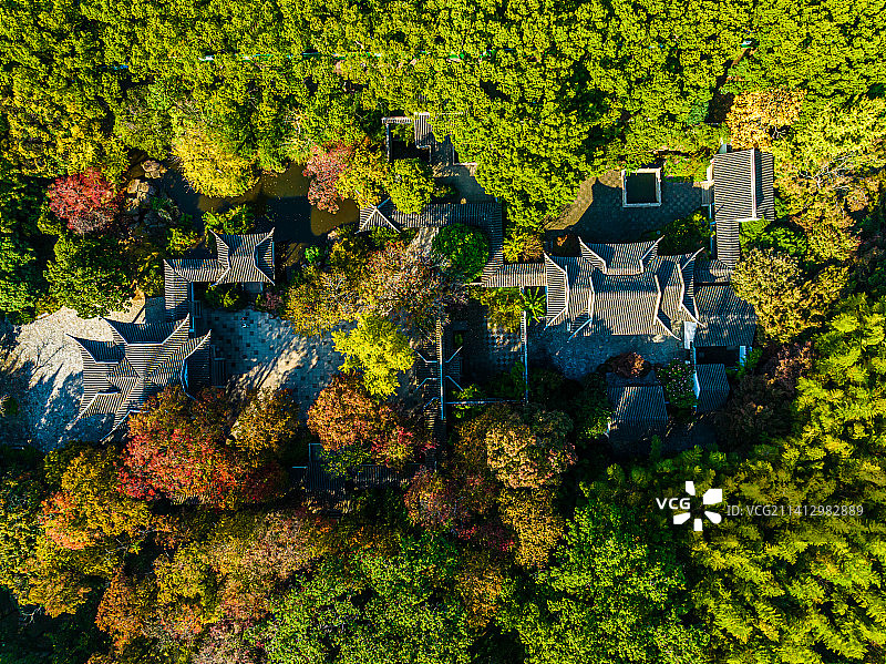 江苏苏州虎丘风景名胜区秋季航拍图片素材