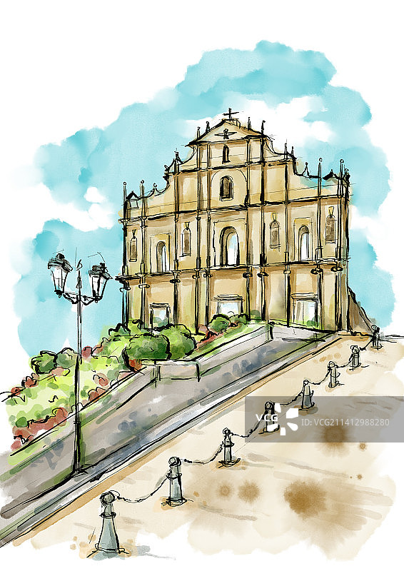 澳门大三巴牌坊图片素材