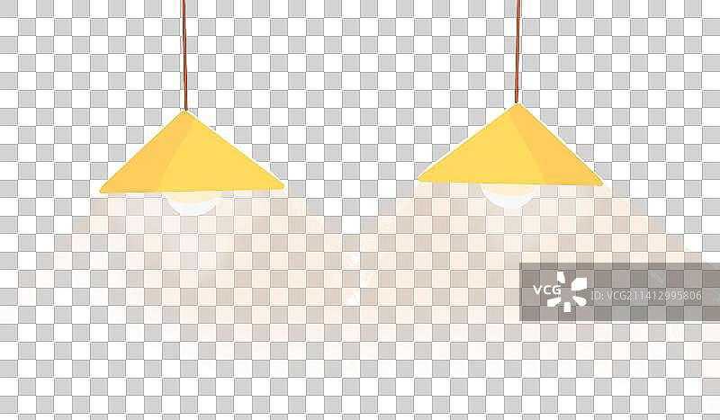 两个现代简约室内黄色吊灯插画元素图片素材