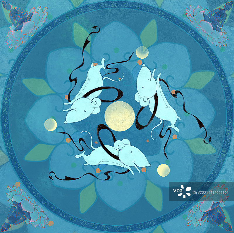 敦煌飞天之十二生肖 鼠图片素材