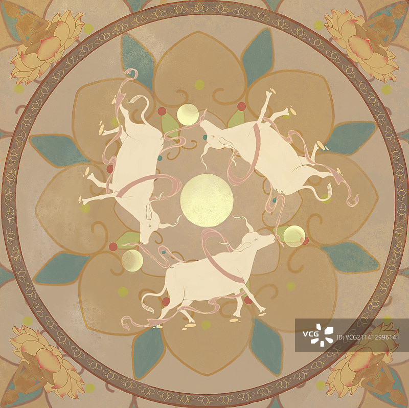 敦煌飞天之十二生肖 牛图片素材