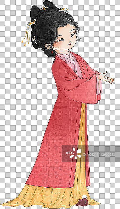 宋仕女空手捧物品图片素材