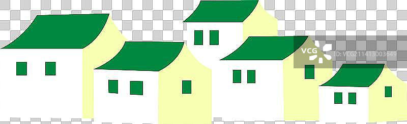 农村房屋扁平风简约卡通绿色清新插画元素图片素材