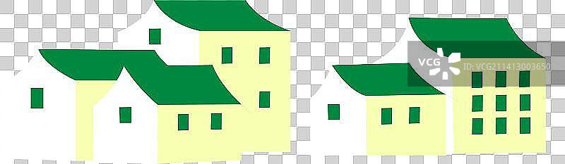 农村房屋扁平风简约卡通绿色清新插画元素图片素材