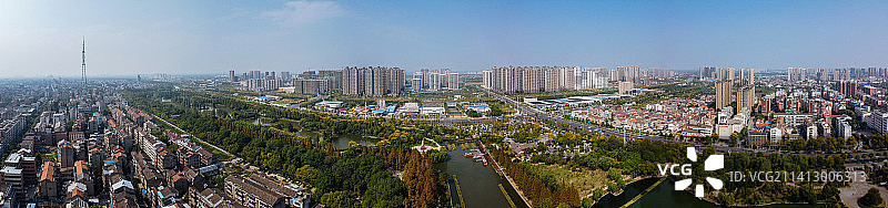 荆州市 地标 航拍 荆州区 东环路 北京西路 万达广场 荆州古城墙 关公义园图片素材