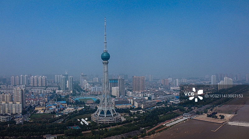 洛阳 地标 航拍 西工区 洛浦公园 中原明珠广播电视塔 漯河 九都中路 西工体育场图片素材