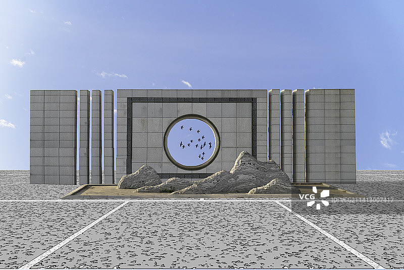 中式建筑元素，屏风，照壁墙图片素材