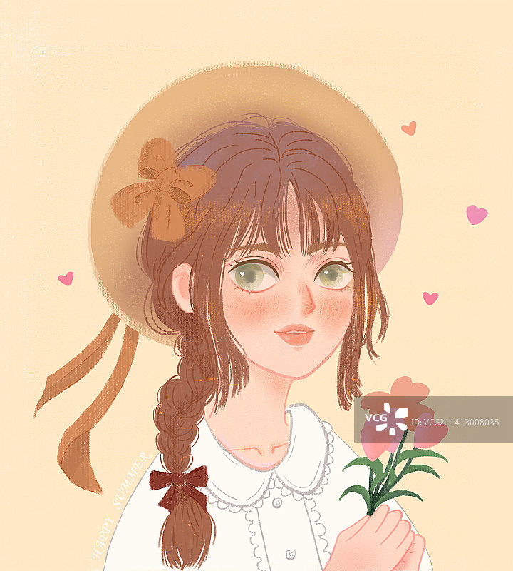 草帽少女图片素材