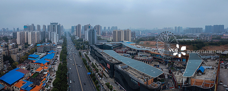 益阳市 地标 航拍 赫山区 益阳大道 益阳海洋城 万达广场 龙州北路图片素材