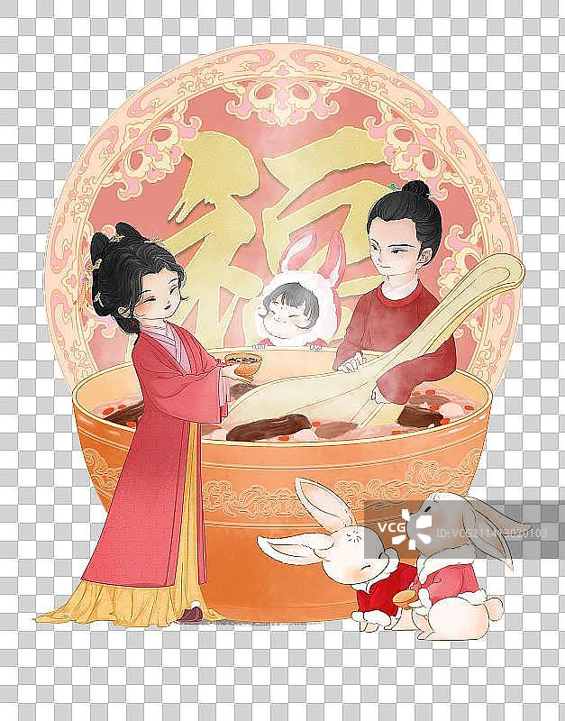 腊八节腊八粥一家三口汉服图片素材