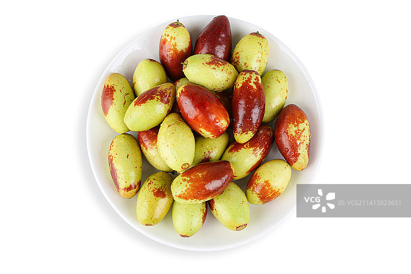新鲜的山西马牙枣孤立在白色背景上图片素材