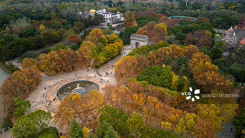 航拍秋天的蠡湖中央公园图片素材