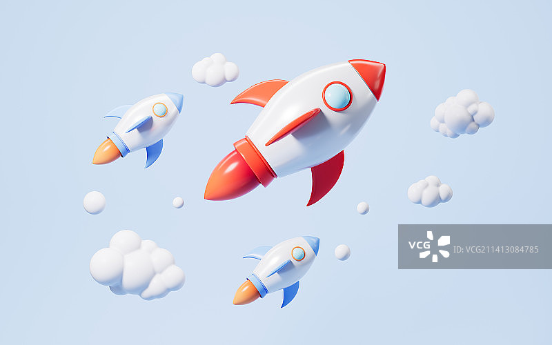 卡通火箭模型3D渲染图片素材