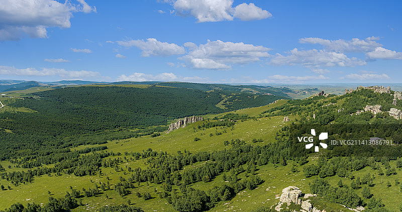 中国内蒙古赤峰克什克腾阿斯哈图石林草原林海航拍图片素材