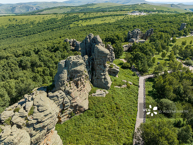 中国内蒙古赤峰克什克腾石阵草原石林航拍图片素材