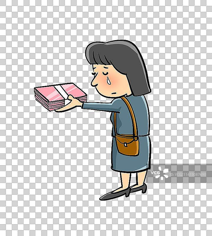 流泪交钱的女子图片素材