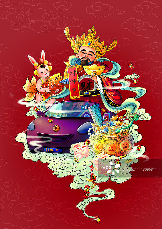 财神到聚宝盆图片素材